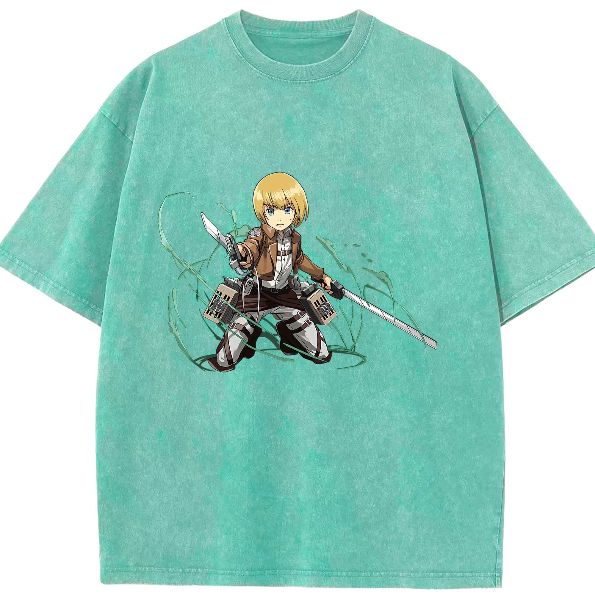 （画像用） 進撃の巨人 アルミン·アルレルト Attack on Titan Armin Arlert 綿100% ヴィンテージ風 半袖Tシャツ（フロントプリント）